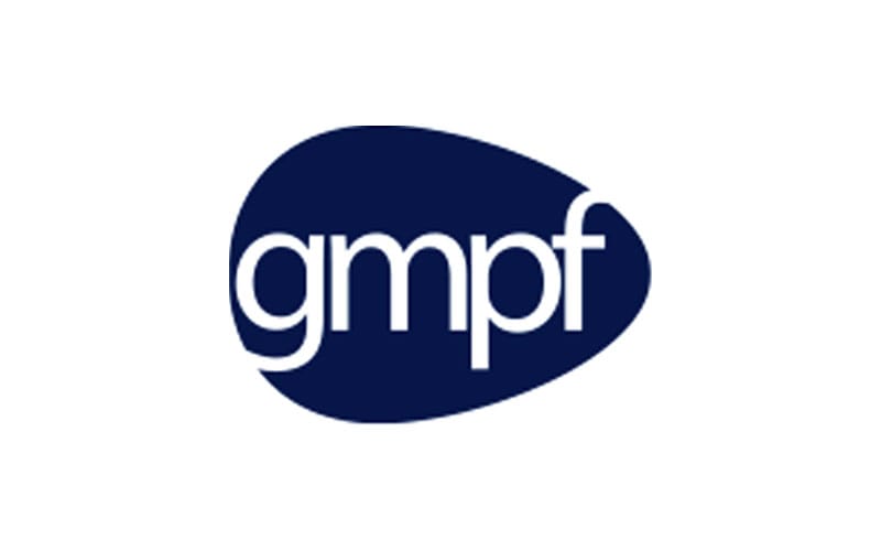 Greater Manchester Pension Fund (GMPF) logo. Dark on a white background
